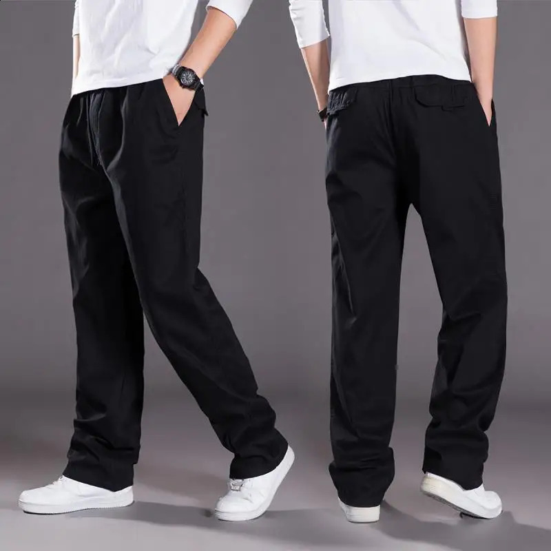 Summer thin cotton casual pants men loose straight leg 2024 mens trend all matching long 240919