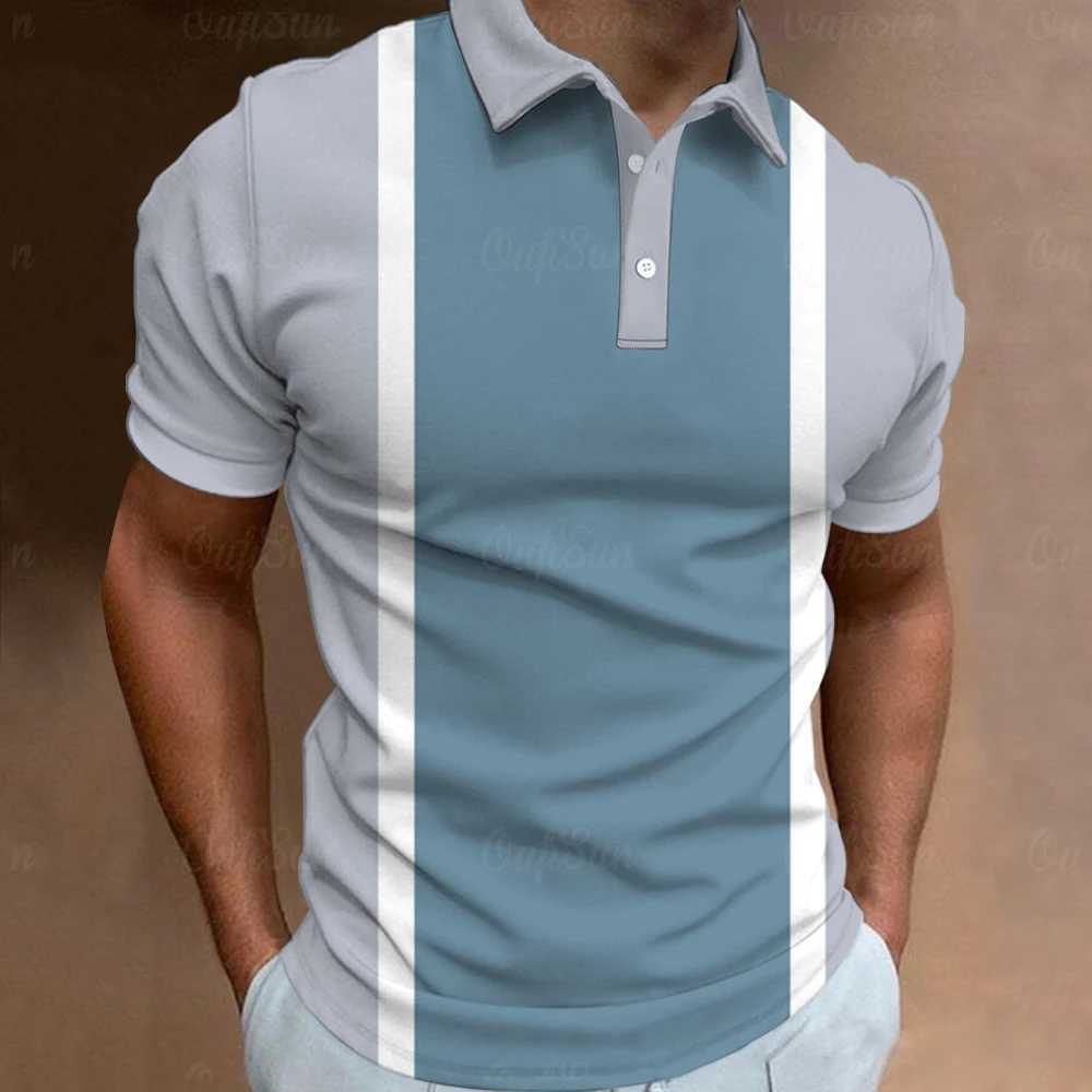 Fashion Polo Shirt For Men 3d Stripe T-Shirt Tops Summer Short Sleeve High Quality Polo Shirts Black Tees Casual Male Clothes XLX240920