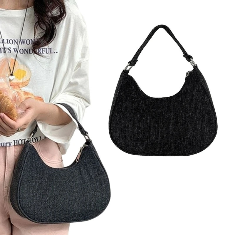 Fully matched womens shoulder bag Korean style handbag fashionable denim 240919