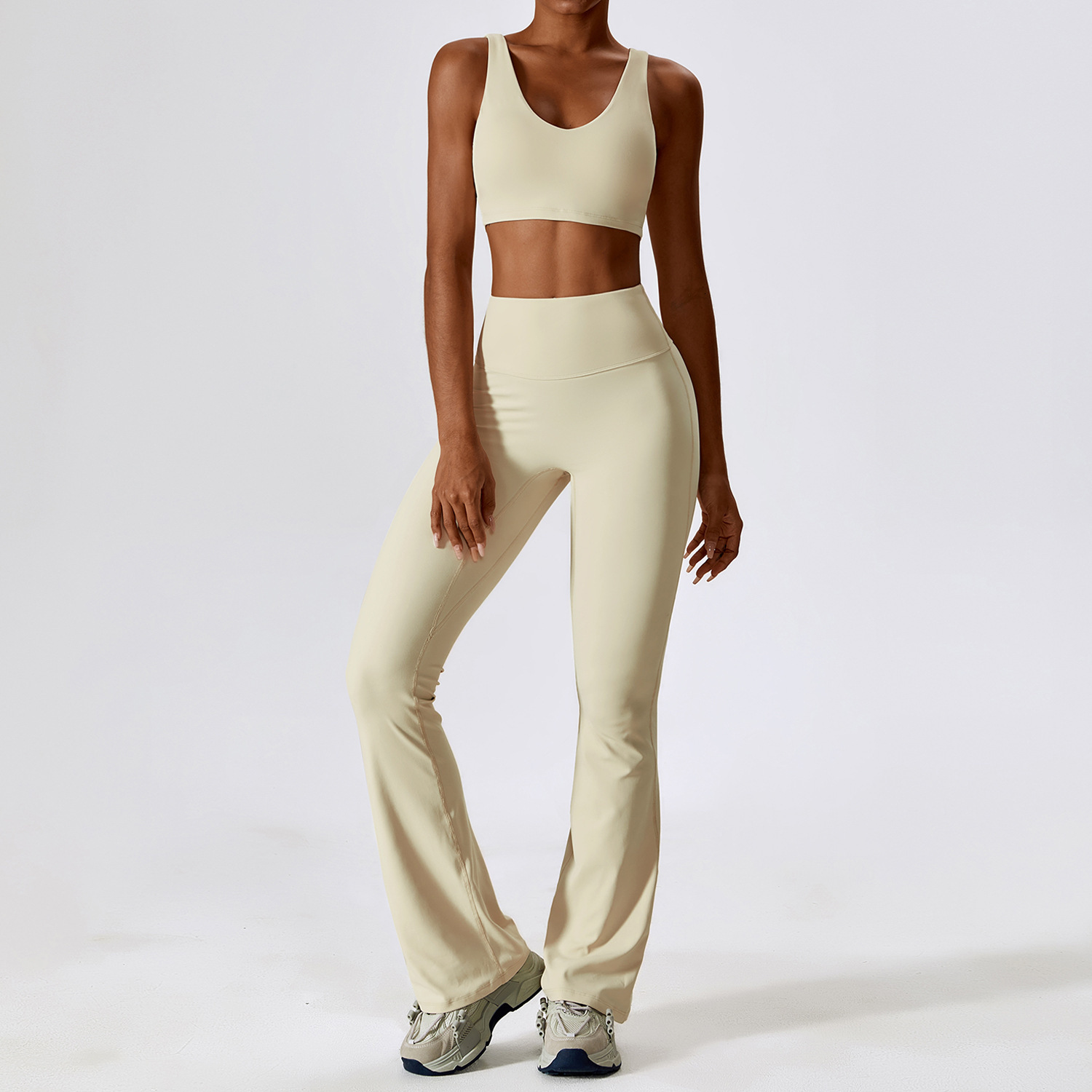 2 Pieces Women Tracuit Yoga Set Workout Sportswear Gym Clothing Fiess Long Sleeve Crop Top High Waist Leggings Sports Suits