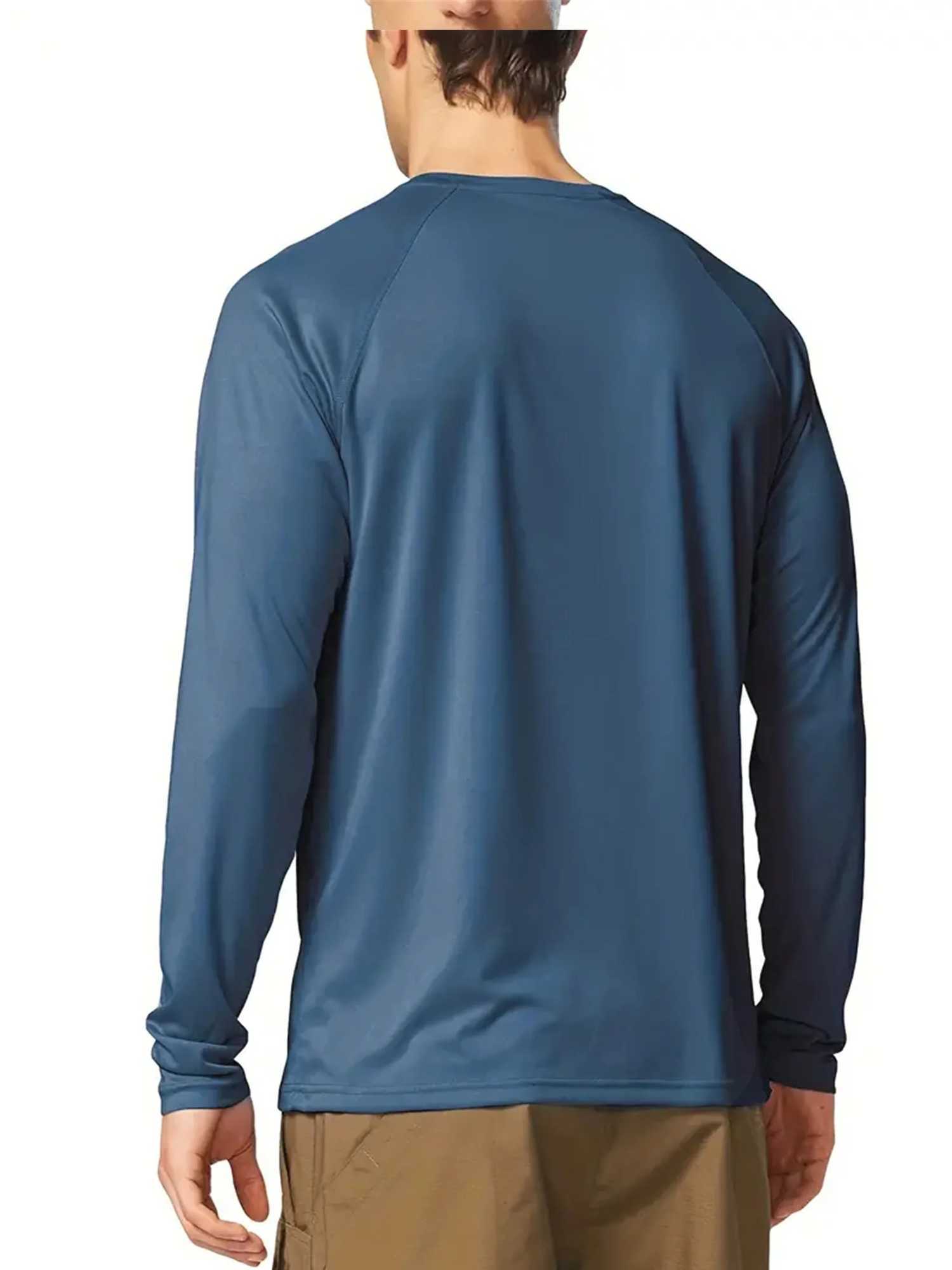 Plus Size Mens Solid T-shirt Fashion Casual Long Sleeve Tees UV Sun Protection Tops For Outdoor/workout Mens ClothingX240919