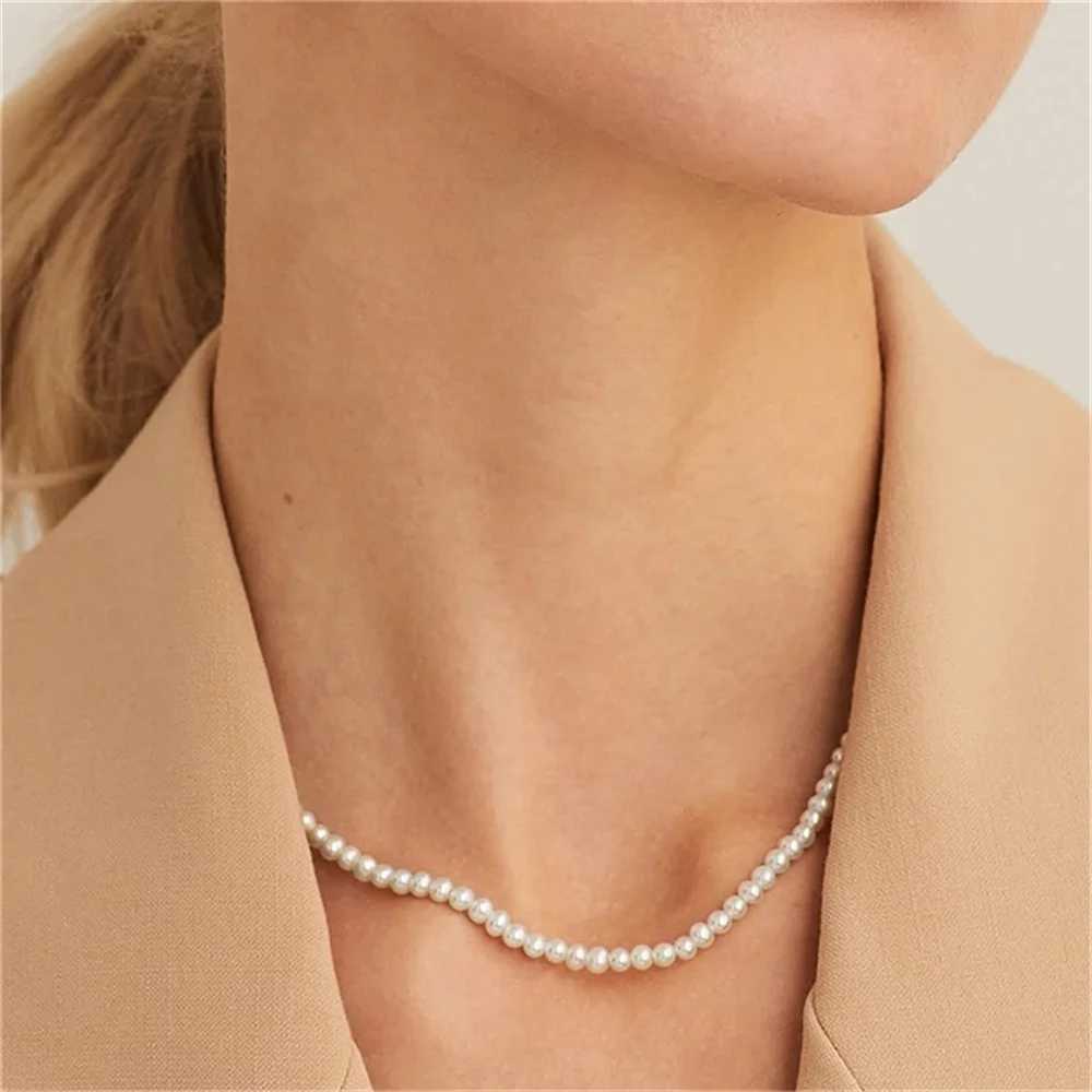 French Vintage Imitation Pearl Chain Necklace For Women Simple Acrylic Beads Choker Fashion Jewelry Elegant AccessoriesX240919