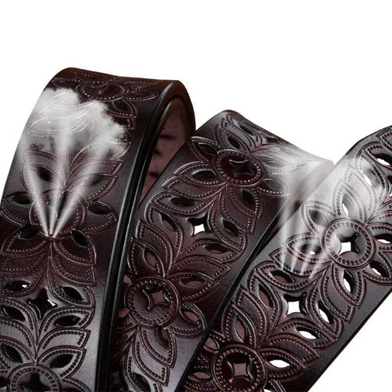 115CM New Belt Hollow Pattern Belt Womens Trend Belt Retro Pin Buckle Imitation Leather Belt Jeans W240920