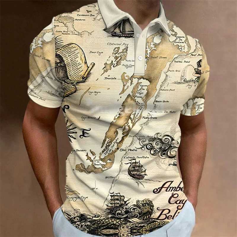 Vintage Sailboat 3D Printed Polo Shirts For Men Clothes Sailor Boat POLO Shirt Ship Male Streetwear Casual Short Sleeve Y2k TopsXJ250108