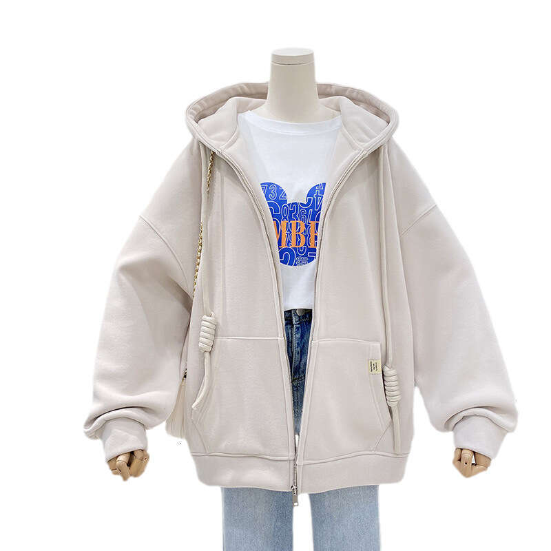 Hallowmas 2024 New Hooded Hoodie Womens Autumn/winter Korean Edition Lazy Style Loose Plush Cardigan Zipper Casual Coat Top Women Jacket Autumn Dress 