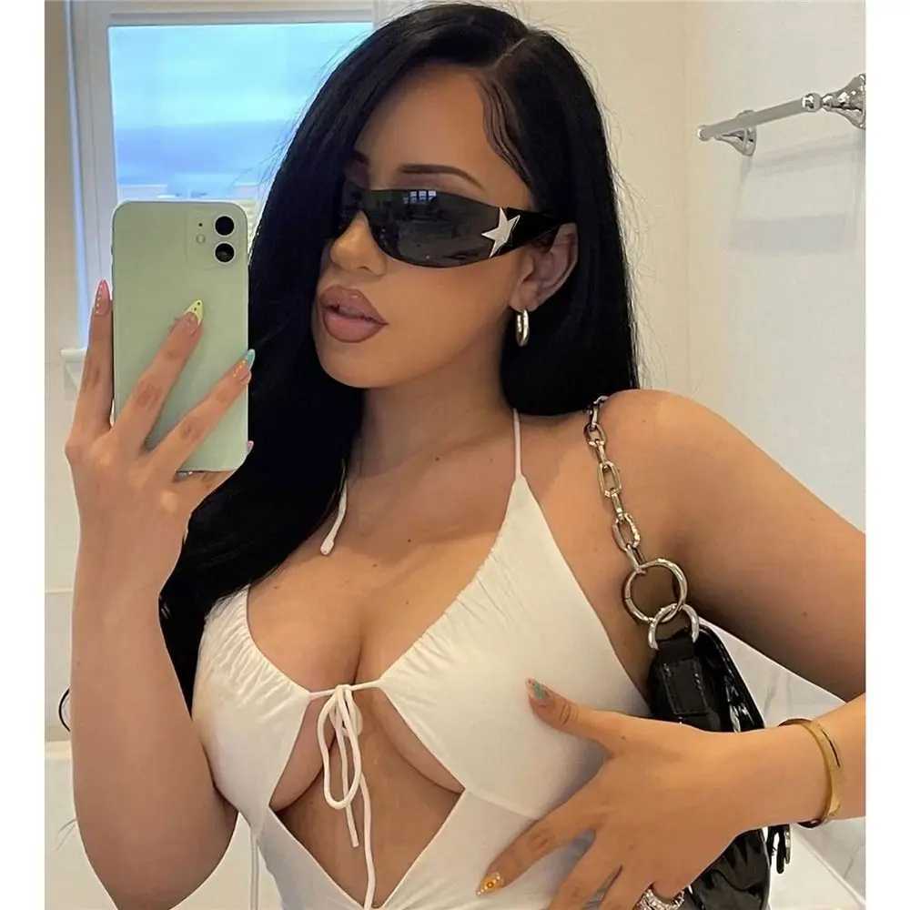 Y2K Rimless Sunglasses Women Men Oversized Trendy Wrap Around Sunglasses Punk One Piece Goggles Sports Sun Glass Shades EyewearX240920