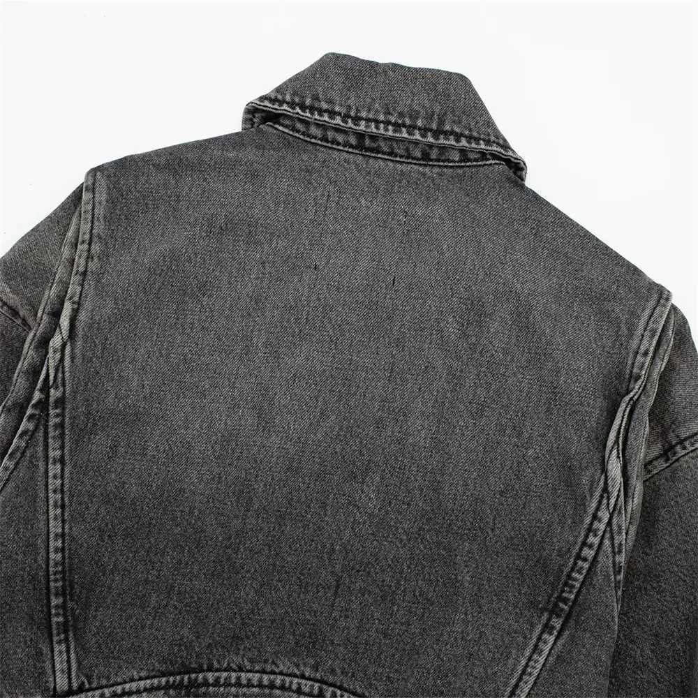 UNIZERA2023 Autumn and Winter New Womens Casual Versatile Polo Neck Motorcycle Loose Belt Denim Jacket CoatX240920