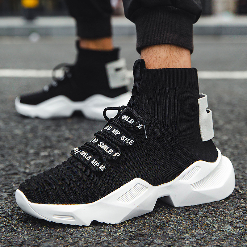Running 2023 Sneakers High Top Fashion Sport Men Shoes Mesh Breathable Comfort Thick Bottom Outdoor Big Size 39-47