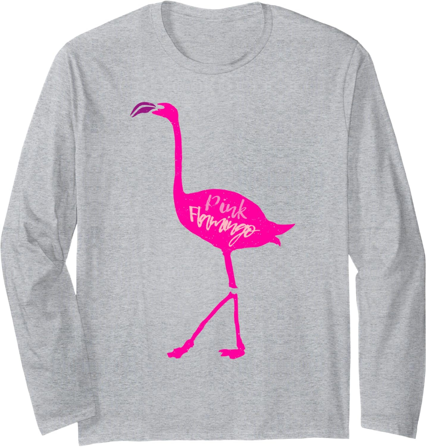 Long Sleeve Shirts for Men sweatshirt Beautiful Pink Flamingo Cute Summer Time Gift Long Sleeve Tee Streetwear Casual tops clothes