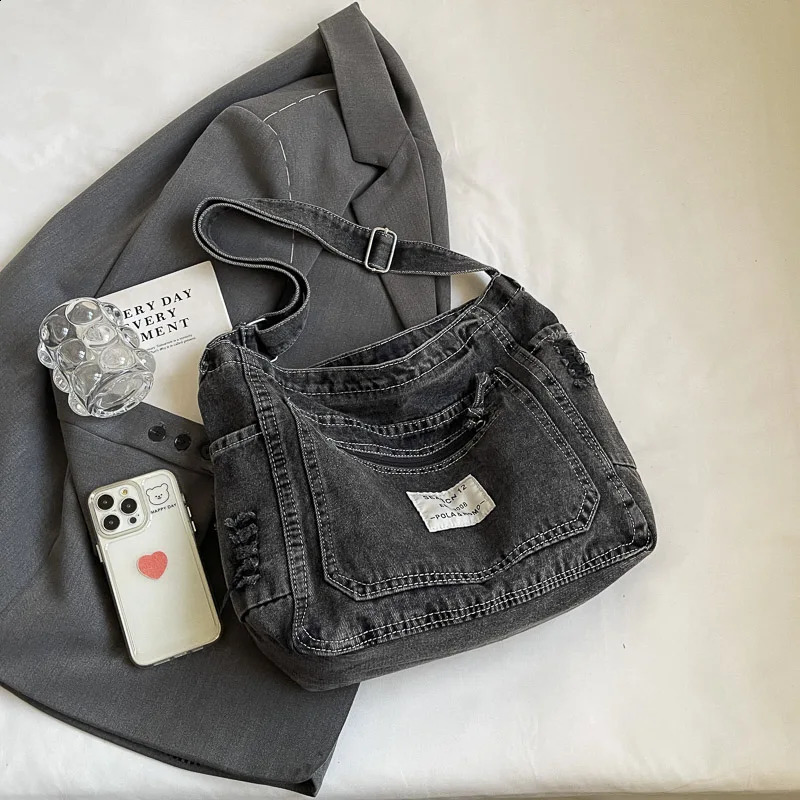 MUDUO Fashion Simple Retro Jeans Womens Shoulder Shopping Bag Cowboy Handbag Girls Wallet Carteira Bolsa Feminina 240919