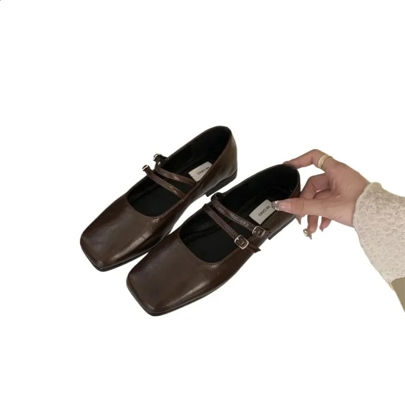 er Spring Women Mary Jane Shoes Fashion Square Toe Womens Comfortable Soft Bottom Apartment Womens Comfortable Ballet Shoes 240919