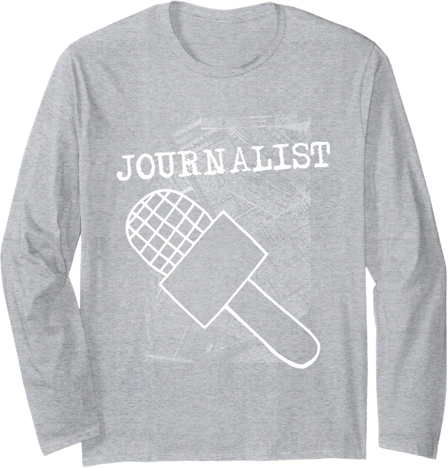 Long Sleeve Shirts for Men sweatshirt Newspaper Press Microphone Journalist Reporter Gift Long Sleeve Tee Streetwear Casual tops clothes trend