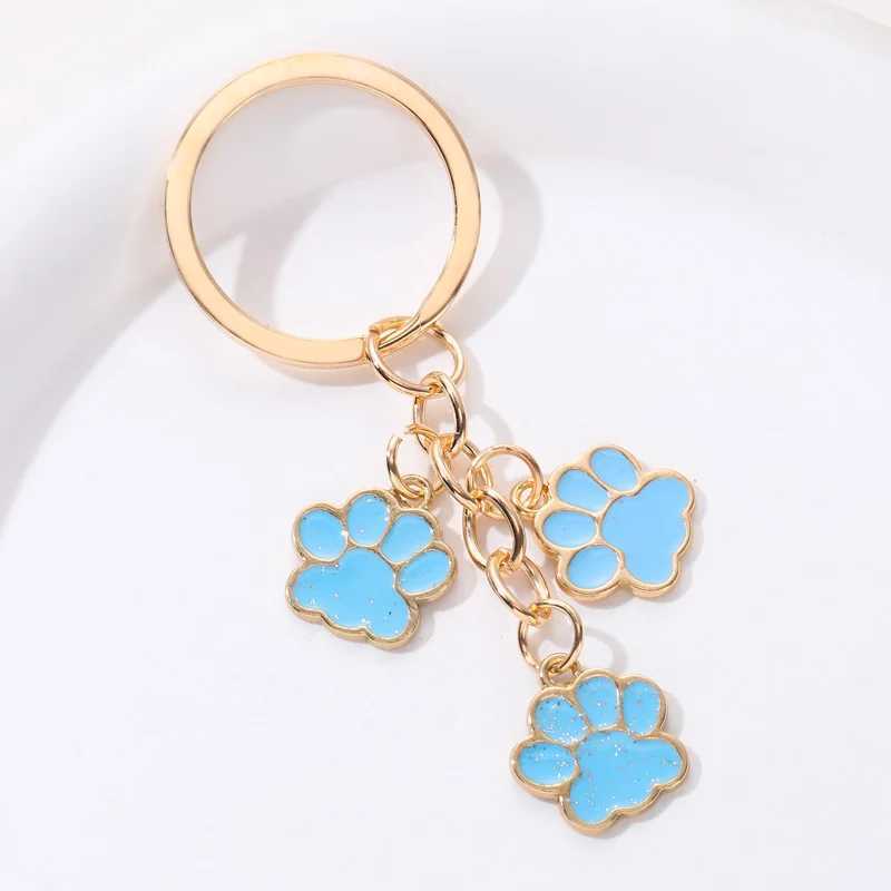 Cute Enamel Keychain Cat Dog Paw Key Ring Footprints Key Chains For Women Men Handbag Accessorie DIY Handmade Jewelry GiftsX240919