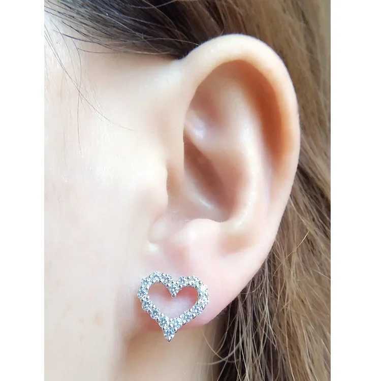 Solid color 14K white gold stud earrings 1CT/piece diamond engagement stud earrings love promise womens party halo earrings W240919