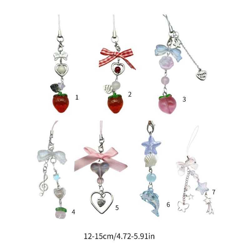 Strawberry Bag Pendant Cute Bowknot Phone Charm Stylish Key Pendant Sweet Phone Pendant Suitable for Phone Keychain BagX240919