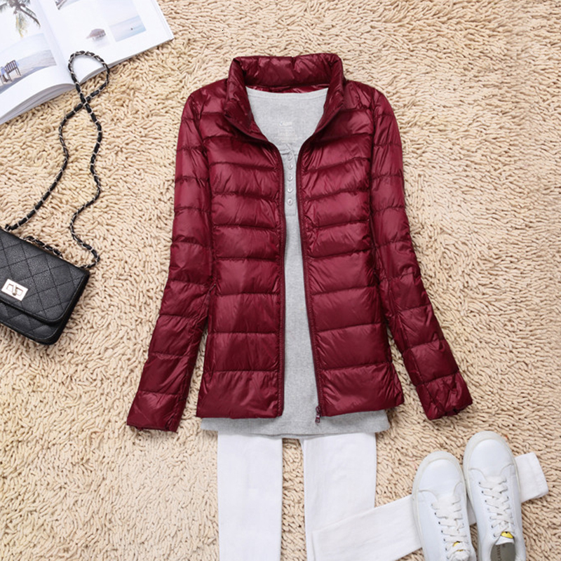 Women 90% White Duck Jacket Autumn Female Ultra Light Down Jackets Slim Solid Long Sleeve Hooded Parkas