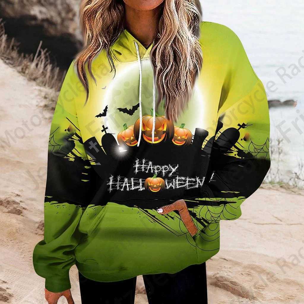 Halloween 3d Print Hoodie Women Fashion Oversized Hoodies Women Sweats Coat Girl Hooded Sweatshirt Winter Tracksuit Street Loose Y240920