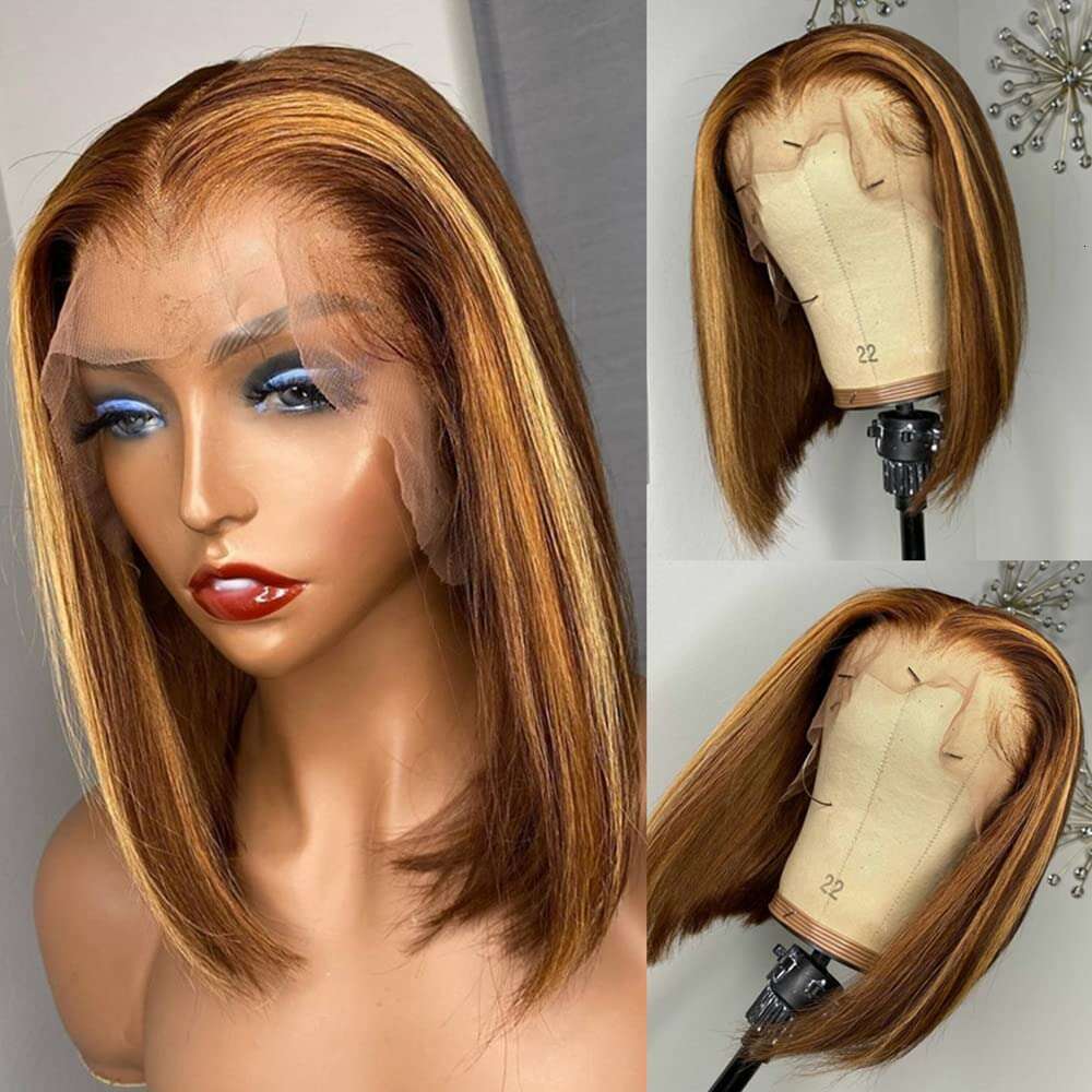 Human Bob Transparent With Baby Hair Remy 13X4 Wig For Women Lace Wigs Pre Plucked Bleached Knots