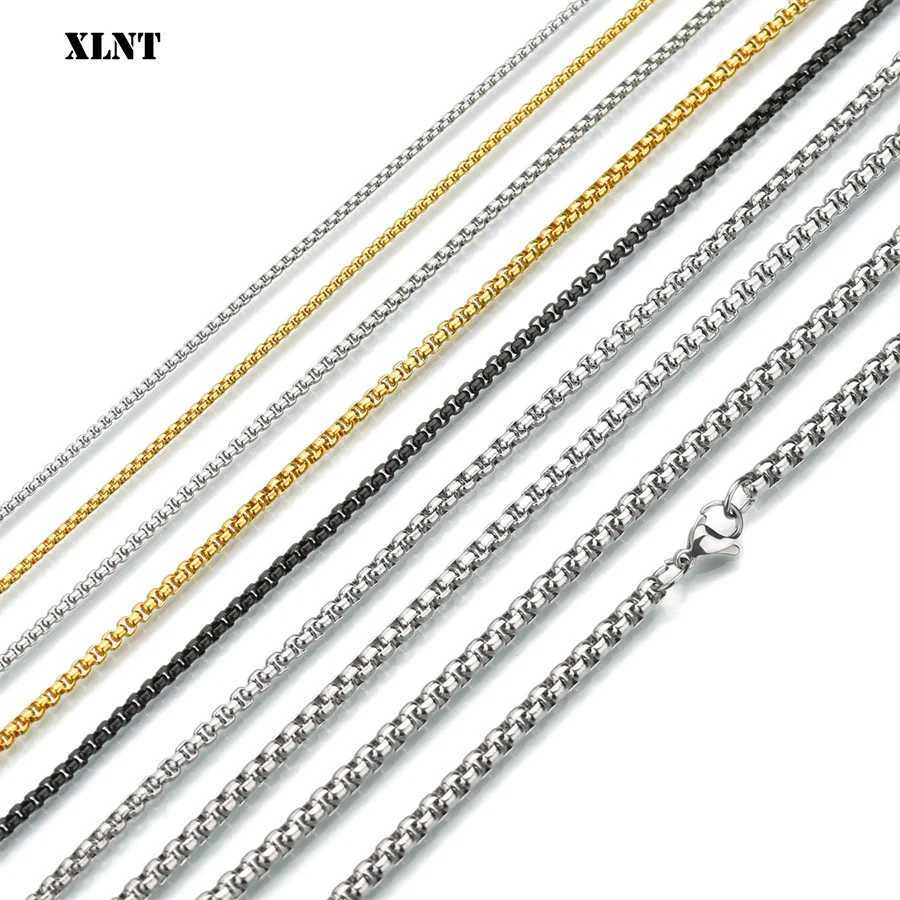 XLNT 2MM 2.5MM 3MM Box Chains Stainless Steel Necklace DIY Long Necklaces Jewelry for Women Men Statement 45CM-75CMX240919