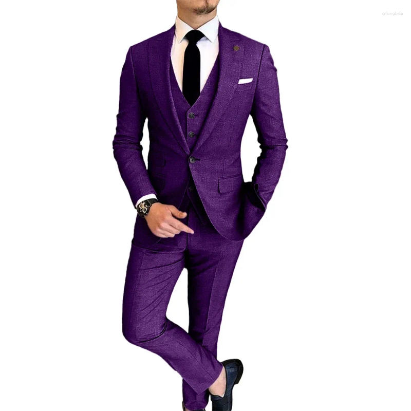 Mens Suits Summer Linen Men 3 Piece (Jacket Pants Vest) Elegant Wedding Party Prom Tuxedo Fashion Smart Casual Costume Homme Slim