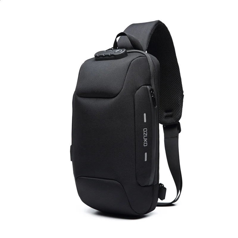 OZUKO Mens Anti theft Cross body Sling Bag with USB Charging Port Waterproof Scratch resistant Shoulder Large Capacity Chest 240919