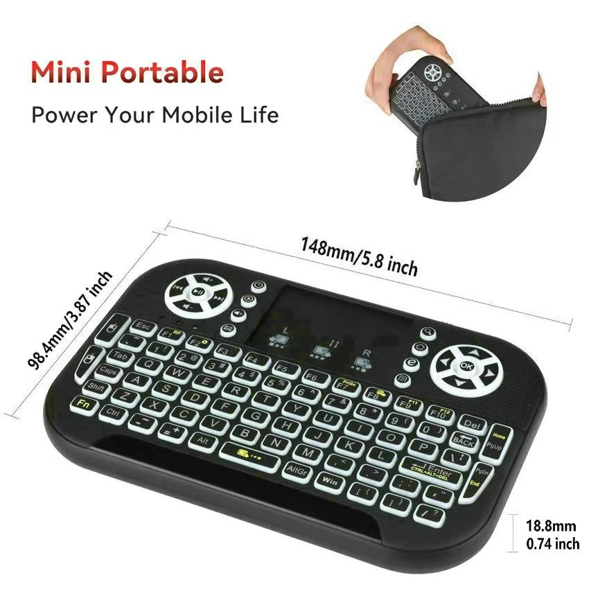 Mini Bluetooth Keyboard 2.4G Dual Mode Handheld Fingerboard Backlit Mouse Touchpad Remote Control for Windows Android TV