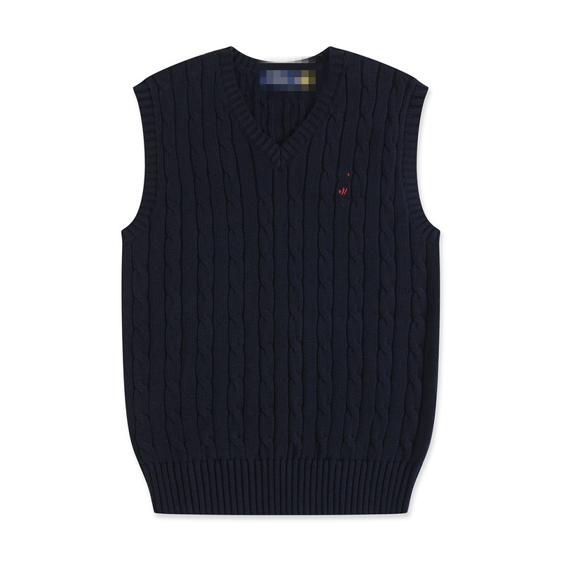 High end designer sweater women's embroidered pattern V-neck twisted knitted vest, couple style fashionable top