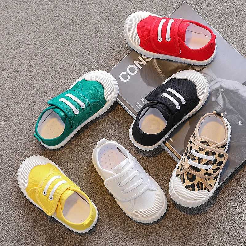 Kids Casual Shoes Lace Up Canvas Shoes Girls Sneakers Leopard Baby Children Sneaker Boys Running Sport Shoe Slip on Loafer White M240920