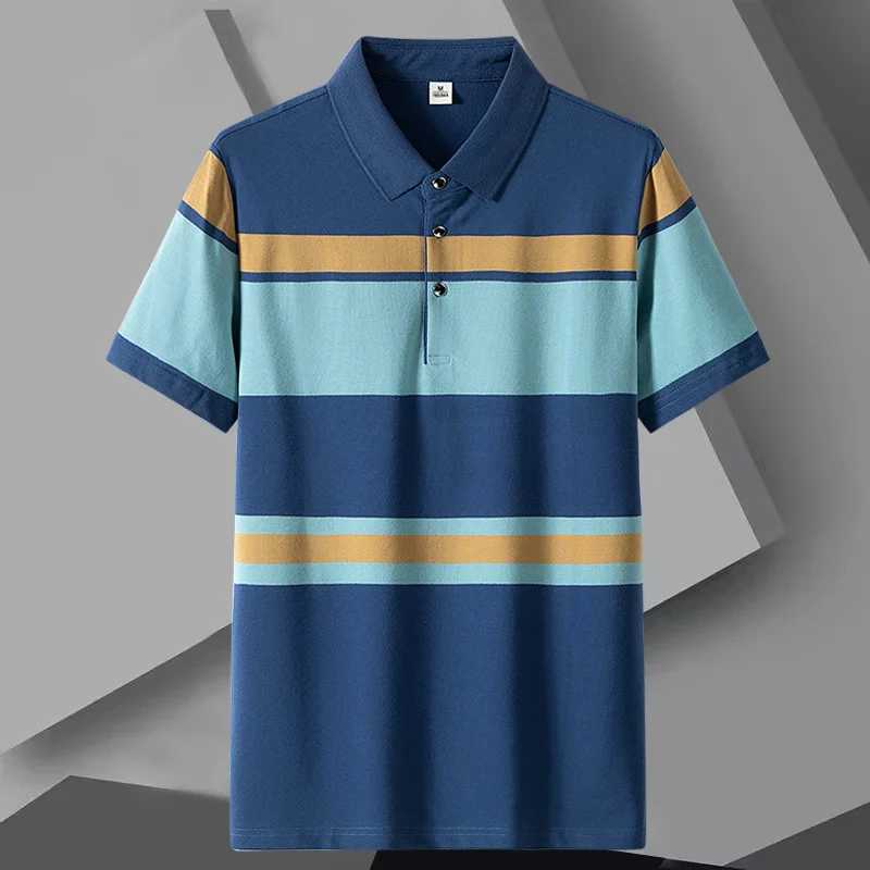 New Summer Men Classic Striped Polo Mens Cotton Short-Sleeved Business Casual Hot Polo Shirt Male DropshippingX240920