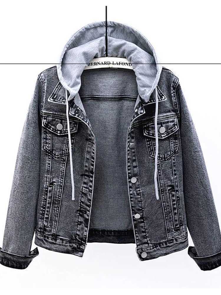 Clothing wool warm winter jeans jacket womens pocket button soft hooded warm jacket fashionable ultra-thin denim jacket W240920