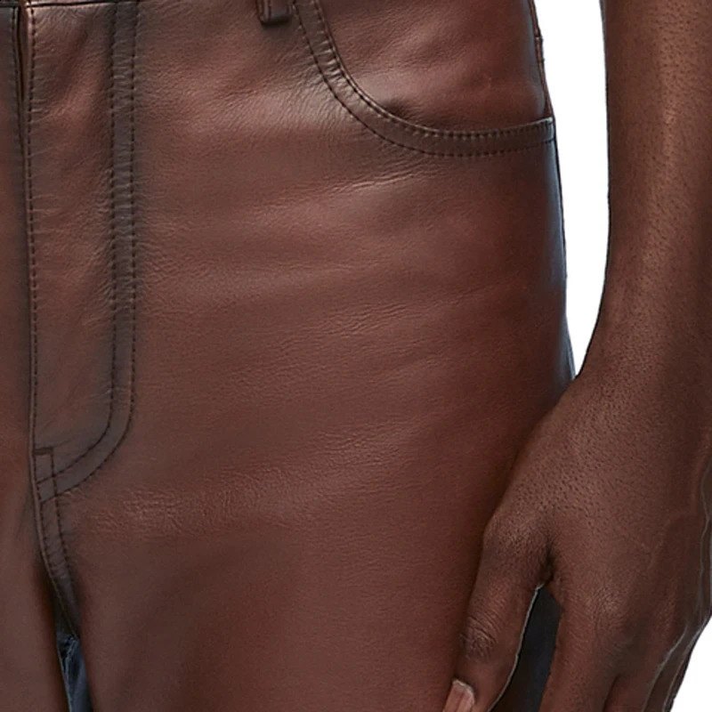 Mens Brown Genuine Leather Pants High Quality Spring/Summer Collection British Fashion Personalized Customization Mens Sheepskin Pants 240913