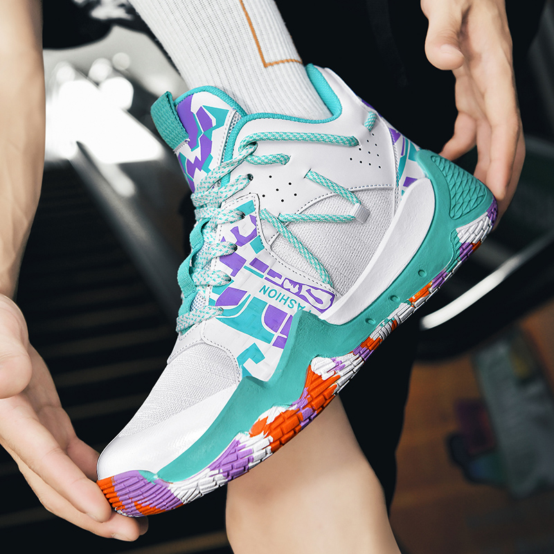 Fashion Basketball Shoes Men Breathable Basketball Sneakers Non Slip High-Top Sports Shoes Wear-Resisting Women Outdoor Sneakers