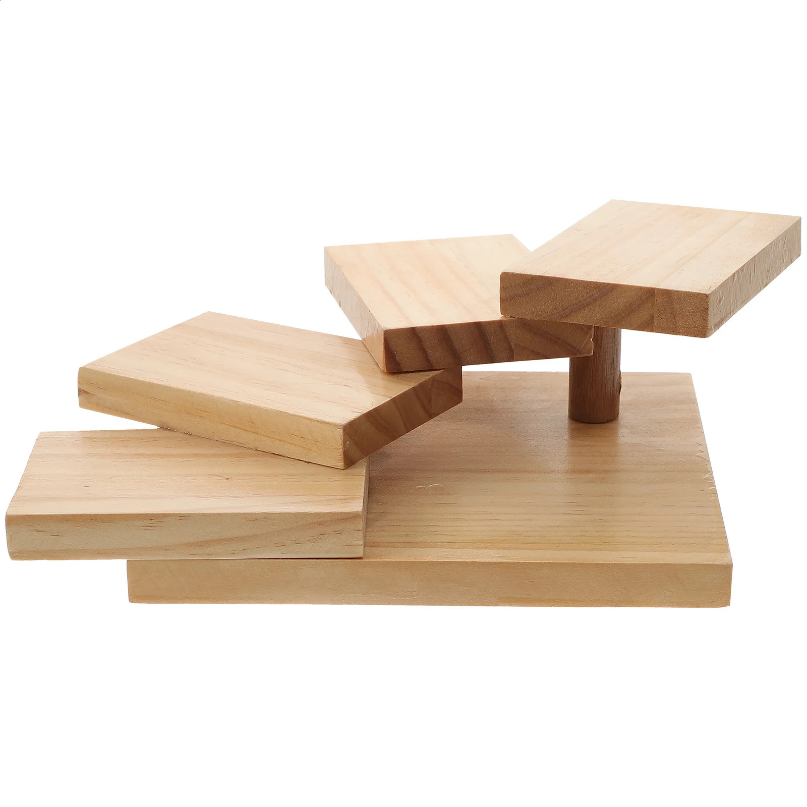 Rotating staircase decoration exquisite board wooden tray tableware food accessories sushi bridge boat 240911