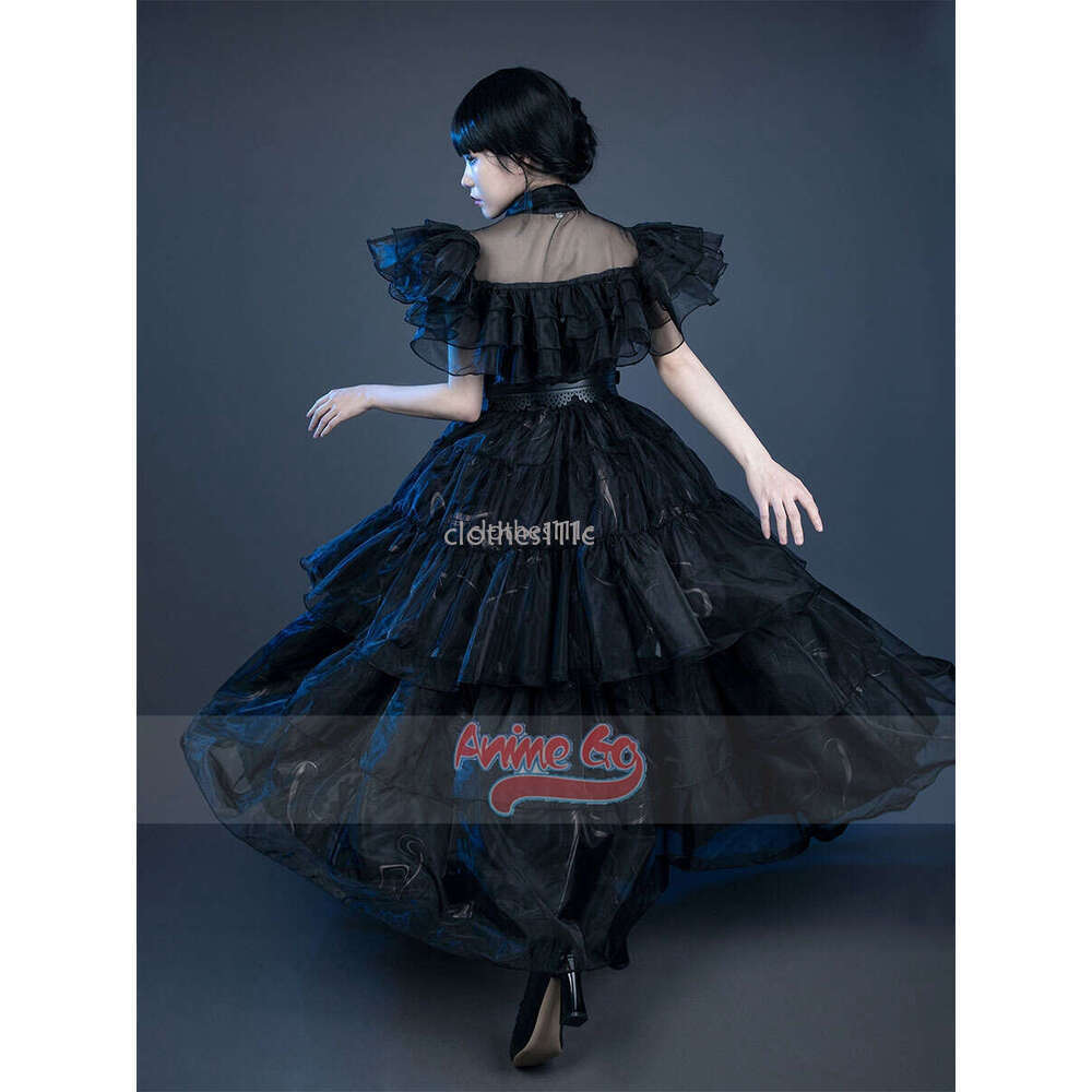 Addams Cosplay Costume Wednesday Black Dance Evening Dress Women Girls Elegant Upgraded Version C07196