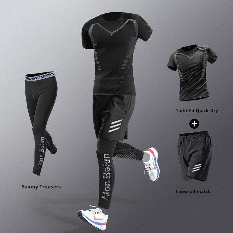 Running Set, Men's Sports And Fitness Clothes, Morning Running Clothes, Tight Fitting Quick Drying Clothes, Training, Cycling, Sports Equipment