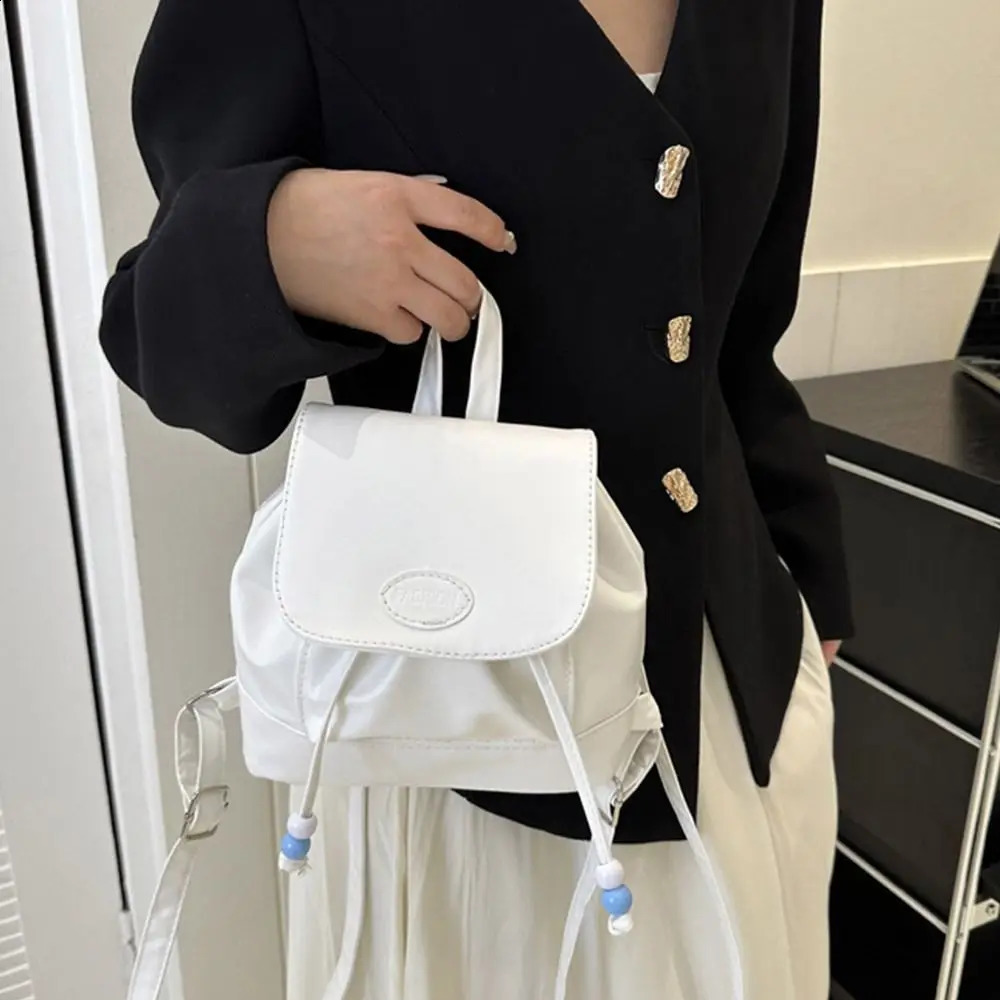 PU leather handheld backpack retro soft zipper girl school bag cute little shoulder 240920