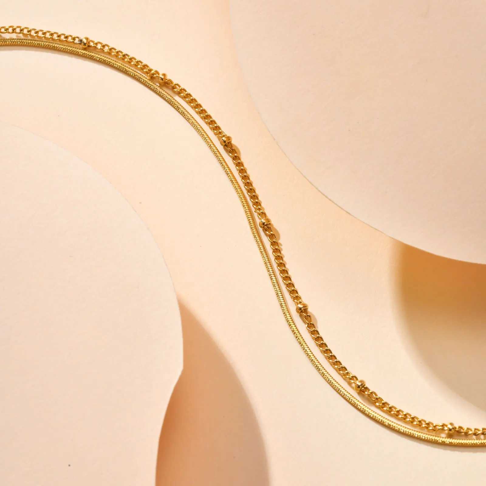 Vnox Layered Snake Chain Anklets WomenSatellite Beads Ankle Chain BraceletGold Plated Minimalist Simple Bracelet on Leg Y240920
