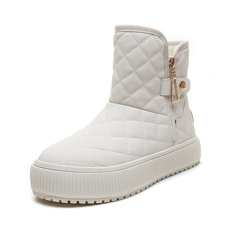 High top big 4CM thick soled women's with plush side zipper cotton shoes in winter, Korean version, Northeastern style, outdoor warm snow boots