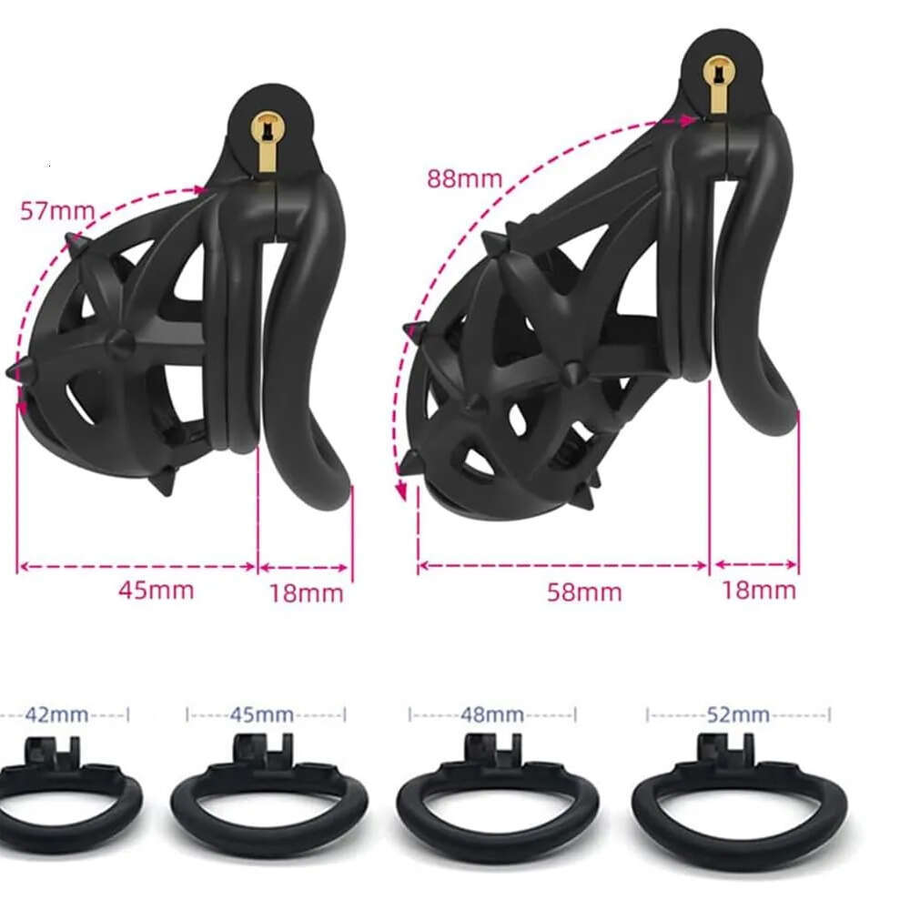 Homemade Spines Chastity Belt Locked Urethral Sissy Chastity Cage Flat Cuckold Micro Cock Silicone Male Chastity Cage for Men