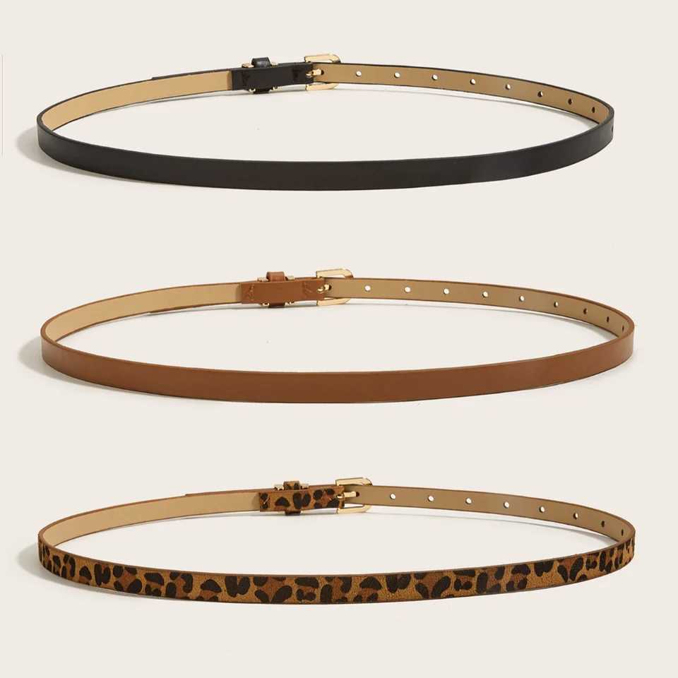 Temperature thin belt Versatile womens needle buckle small belt decoration simple summer leopard pattern womens waist belt W240920
