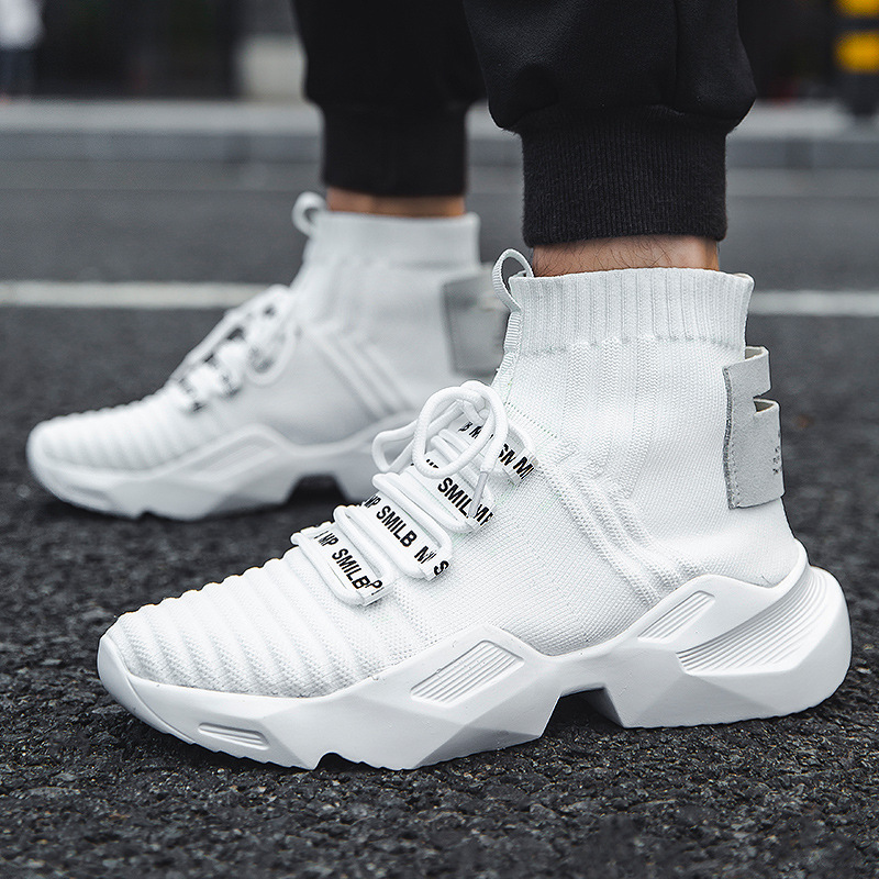 Running 2023 Sneakers High Top Fashion Sport Men Shoes Mesh Breathable Comfort Thick Bottom Outdoor Big Size 39-47