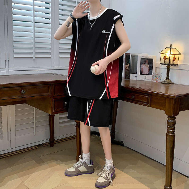 Summer Ice Silk Quick Drying T-Shirt For Boys Aged 13-15, Junior High School Student Tank Top, Jersey Set, 14 Big Boys Basketball Uniform