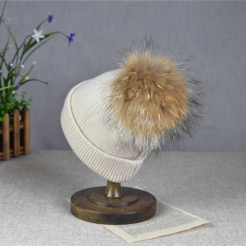 Winter brand womens fur Pom Poms hat womens hat knitted bean hat thick womens skull bean hat W240920