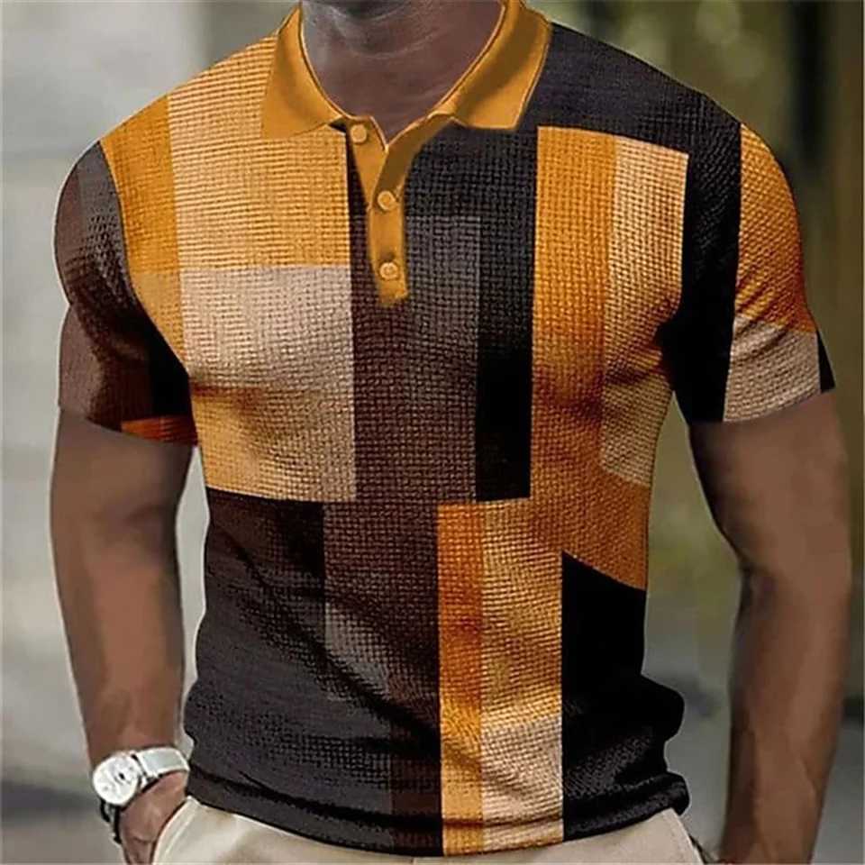 High Quality Mens Polo Shirt 2023 New Stripes Short Sleeve T-shirts Casual Business Button Tops Tees Summer Clothing For BoysX240920