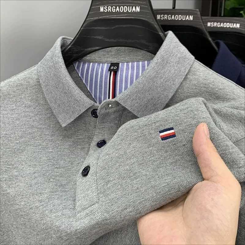 Mens pure cotton short sleeved polo shirt summer lapel Paul T-shirt casual mens T-shirt half sleevedX240920