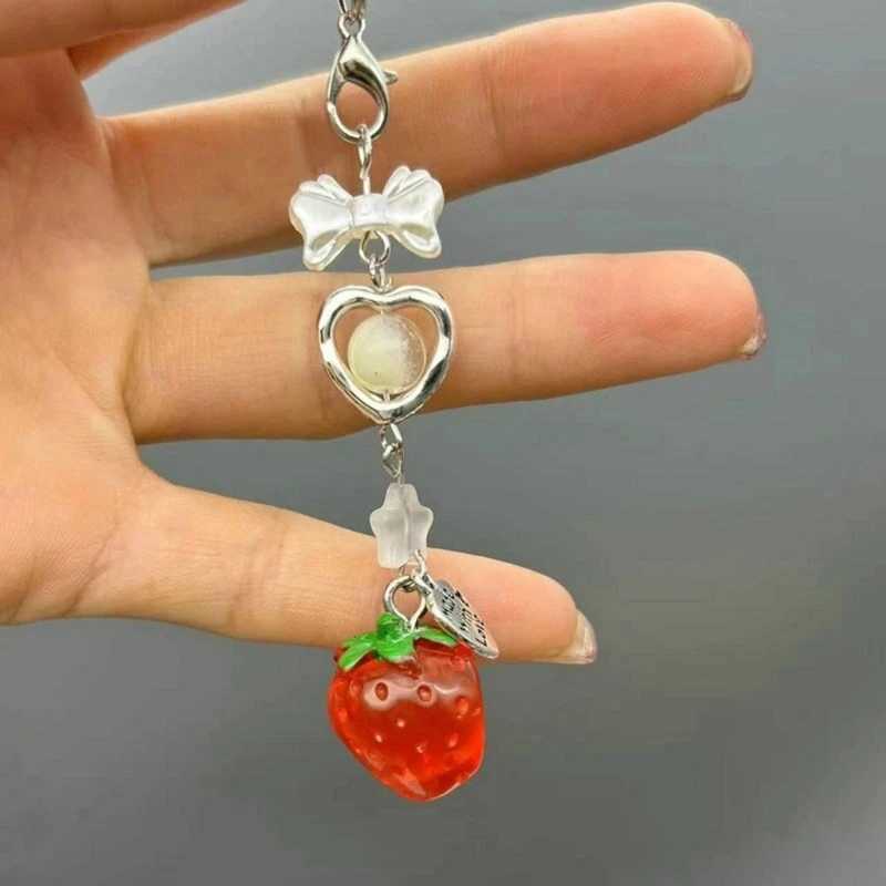 Strawberry Bag Pendant Cute Bowknot Phone Charm Stylish Key Pendant Sweet Phone Pendant Suitable for Phone Keychain BagX240919