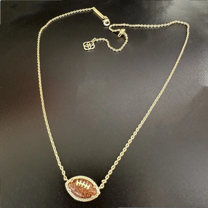 Designer YEEVAA Orange Goldstone Football Pendant Necklace Fashion Jewelry Unique Gift 240919