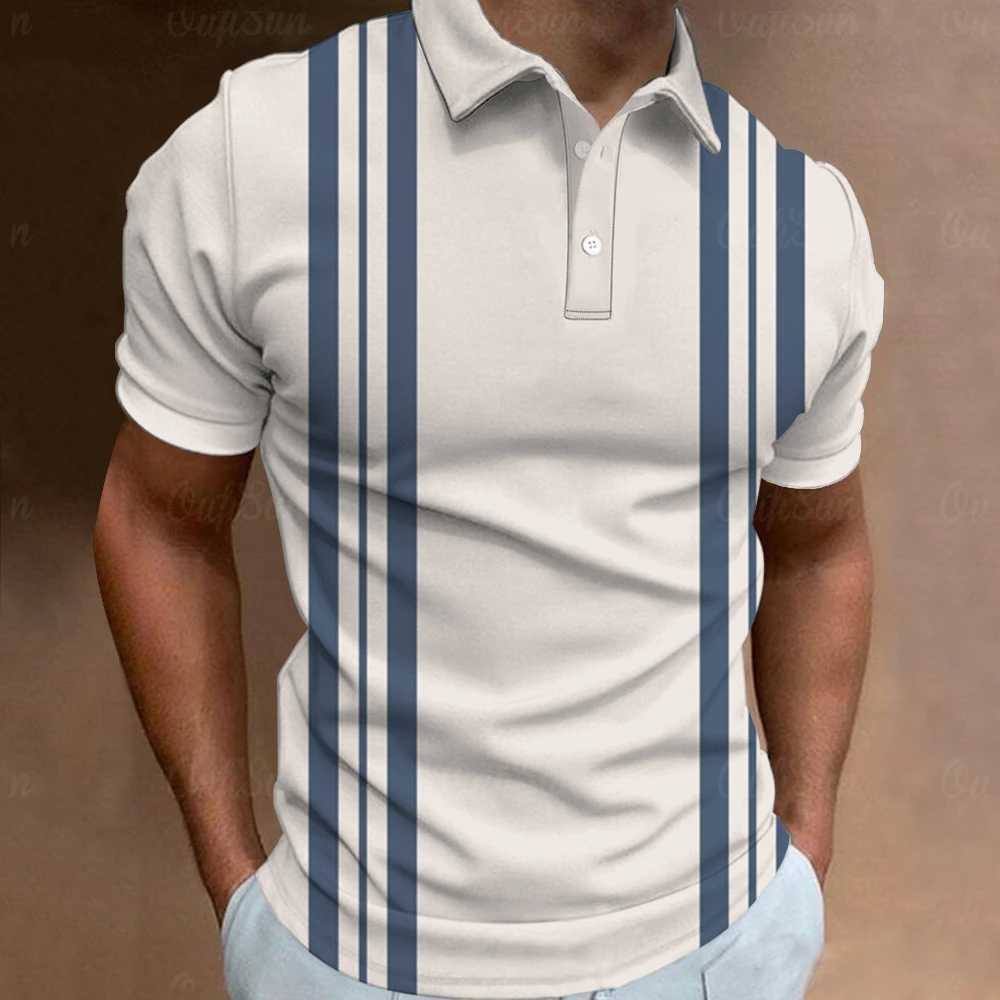 Fashion Polo Shirt For Men 3d Stripe T-Shirt Tops Summer Short Sleeve High Quality Polo Shirts Black Tees Casual Male Clothes XLX240920