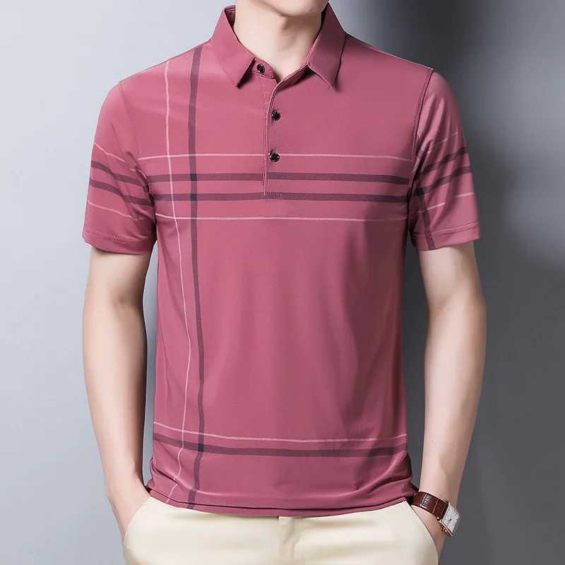 Ymwmhu Fashion Slim Men Polo Shirt Black Short Sleeve Summer Thin Shirt Streetwear Striped Male Polo Shirt for Korean ClothingX240920