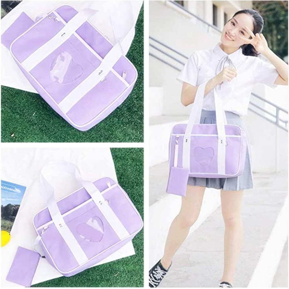 Bags Heart Shape Window Japanese School Handbag Large JK Bag Girls Duffle Purse Anime Satchels for Lolita Comic DIY Cosplay